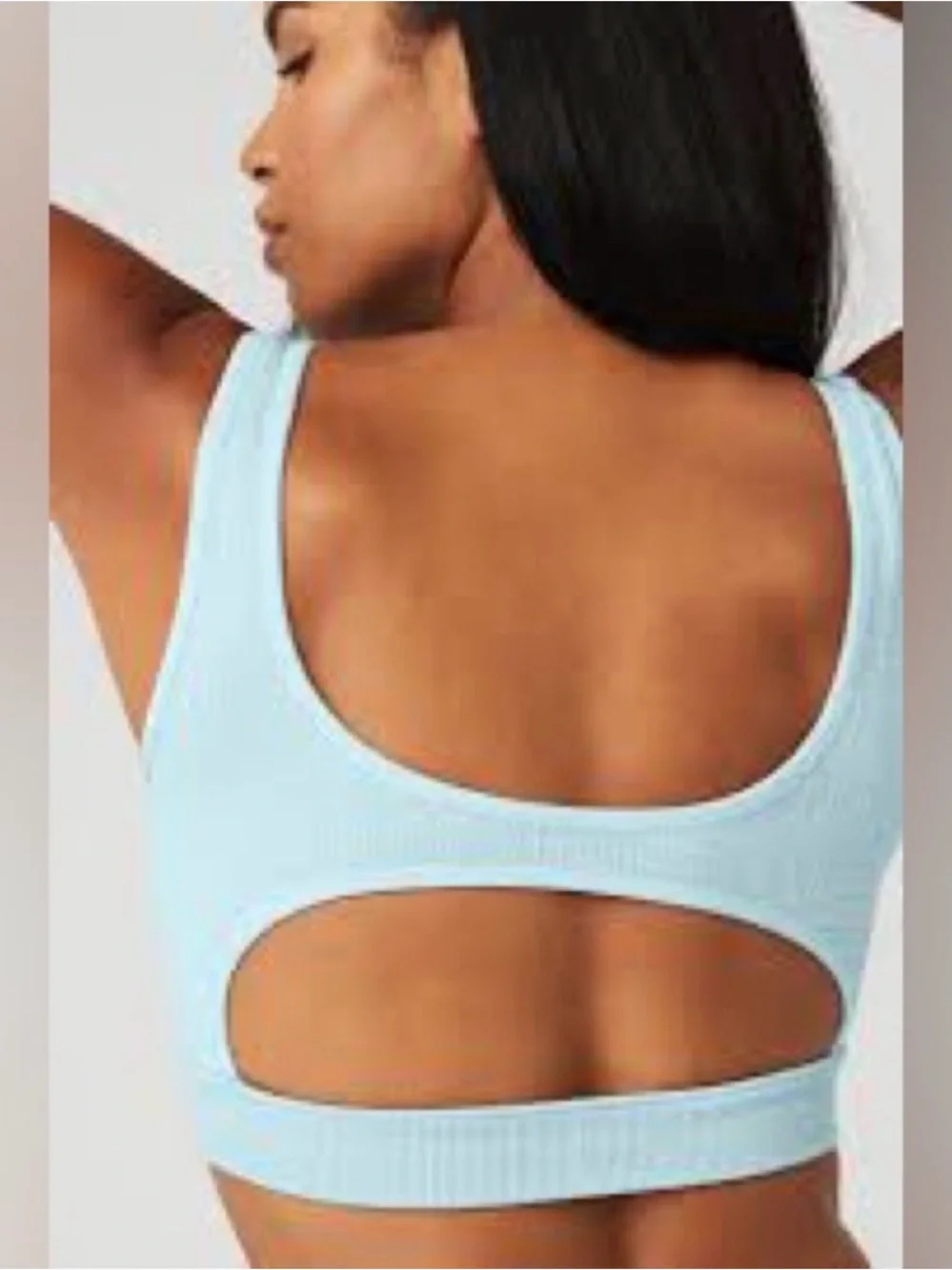 ALO Yoga Seamless Cable-Knit Bra, Chalk Blue, S